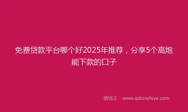 免费贷款平台哪个好2025年推荐，分享5个高炮能下款的口子