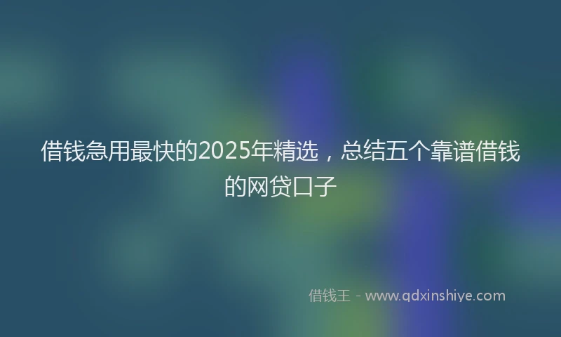 借钱急用最快的2025年精选，总结五个靠谱借钱的网贷口子