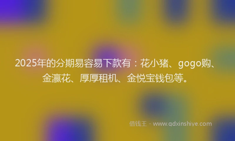 2025年的分期易容易下款有：花小猪、gogo购、金瀛花、厚厚租机、金悦宝钱包等。