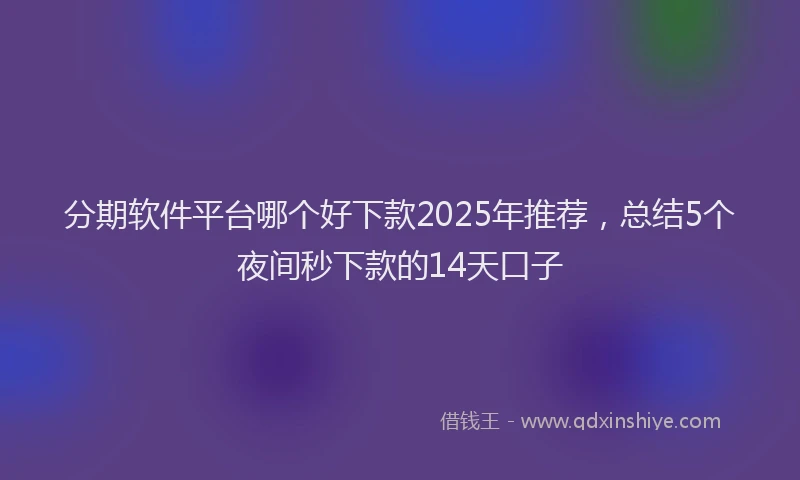 分期软件平台哪个好下款2025年推荐，总结5个夜间秒下款的14天口子