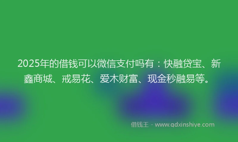 2025年的借钱可以微信支付吗有：快融贷宝、新鑫商城、戒易花、爱木财富、现金秒融易等。