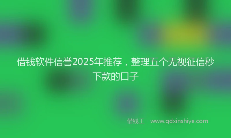 借钱软件信誉2025年推荐，整理五个无视征信秒下款的口子
