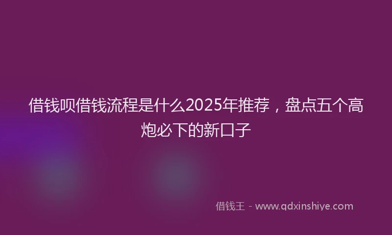 借钱呗借钱流程是什么2025年推荐，盘点五个高炮必下的新口子