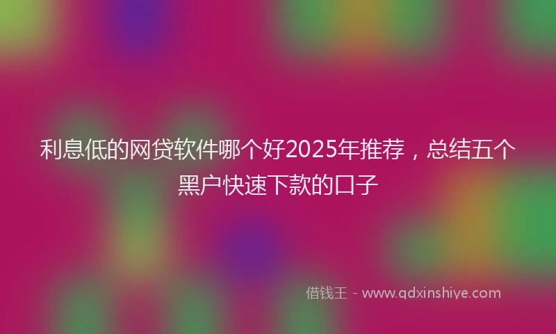 利息低的网贷软件哪个好2025年推荐，总结五个黑户快速下款的口子