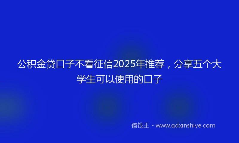 公积金贷口子不看征信2025年推荐，分享五个大学生可以使用的口子