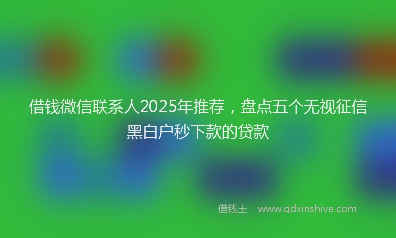借钱微信联系人2025年推荐，盘点五个无视征信黑白户秒下款的贷款