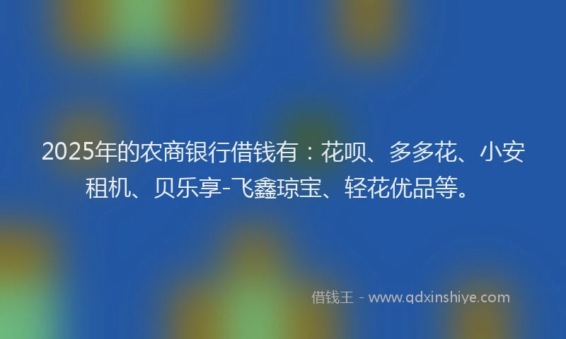 2025年的农商银行借钱有：花呗、多多花、小安租机、贝乐享-飞鑫琼宝、轻花优品等。