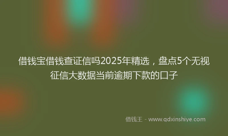 借钱宝借钱查证信吗2025年精选，盘点5个无视征信大数据当前逾期下款的口子