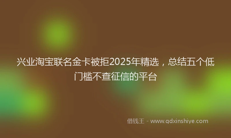 兴业淘宝联名金卡被拒2025年精选，总结五个低门槛不查征信的平台
