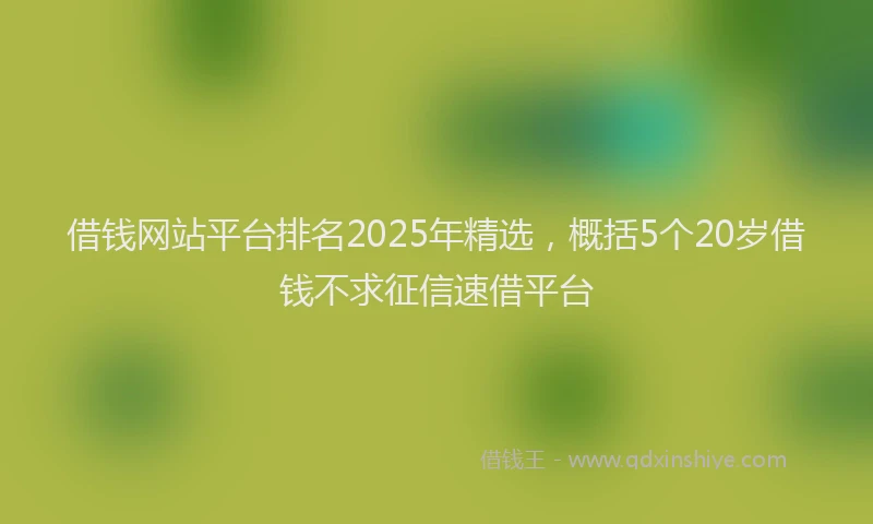 借钱网站平台排名2025年精选，概括5个20岁借钱不求征信速借平台
