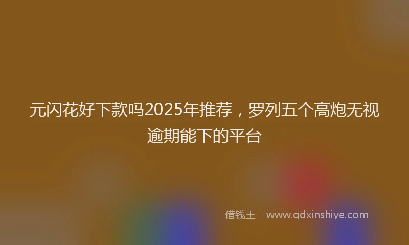 元闪花好下款吗2025年推荐，罗列五个高炮无视逾期能下的平台