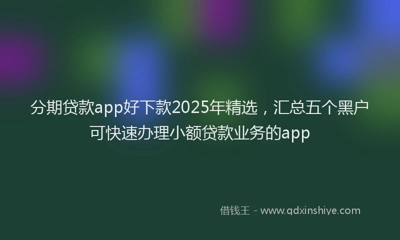 分期贷款app好下款2025年精选，汇总五个黑户可快速办理小额贷款业务的app