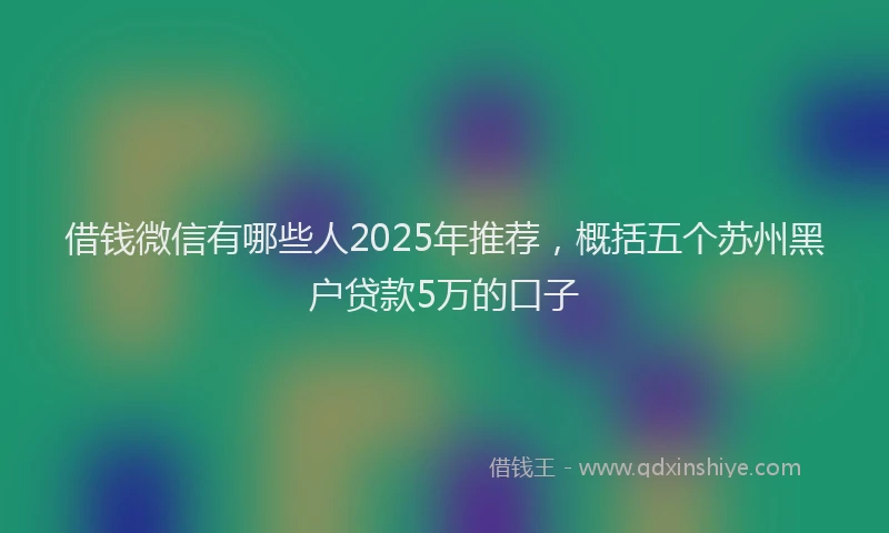 借钱微信有哪些人2025年推荐，概括五个苏州黑户贷款5万的口子