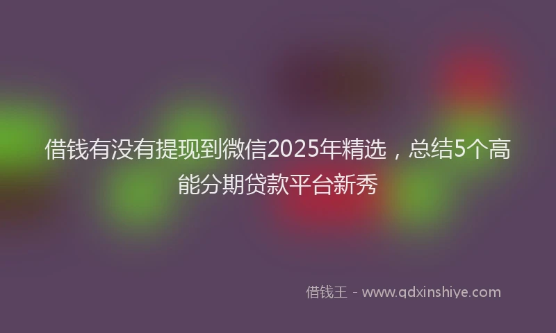借钱有没有提现到微信2025年精选，总结5个高能分期贷款平台新秀