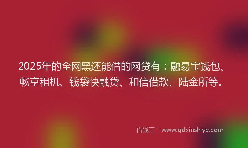 2025年的全网黑还能借的网贷有：融易宝钱包、畅享租机、钱袋快融贷、和信借款、陆金所等。