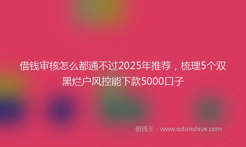 借钱审核怎么都通不过2025年推荐，梳理5个双黑烂户风控能下款5000口子