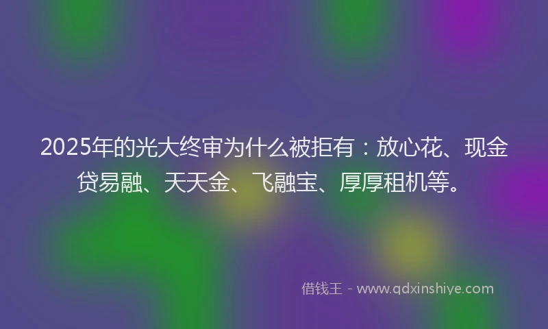 2025年的光大终审为什么被拒有：放心花、现金贷易融、天天金、飞融宝、厚厚租机等。