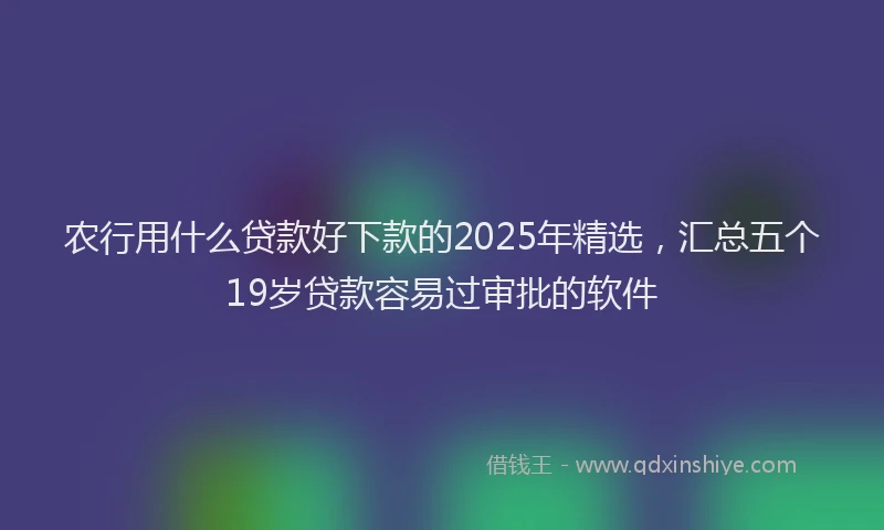 农行用什么贷款好下款的2025年精选，汇总五个19岁贷款容易过审批的软件