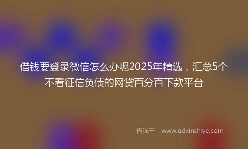 借钱要登录微信怎么办呢2025年精选，汇总5个不看征信负债的网贷百分百下款平台
