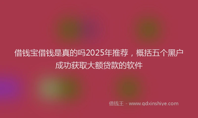 借钱宝借钱是真的吗2025年推荐，概括五个黑户成功获取大额贷款的软件