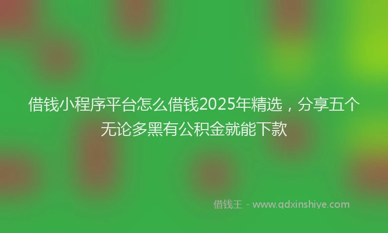 借钱小程序平台怎么借钱2025年精选，分享五个无论多黑有公积金就能下款