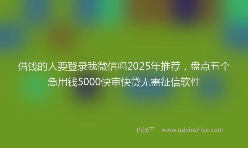 借钱的人要登录我微信吗2025年推荐，盘点五个急用钱5000快审快贷无需征信软件