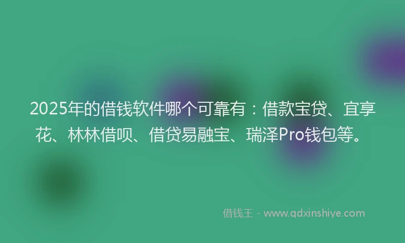 2025年的借钱软件哪个可靠有：借款宝贷、宜享花、林林借呗、借贷易融宝、瑞泽Pro钱包等。
