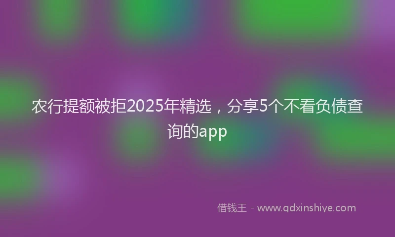 农行提额被拒2025年精选，分享5个不看负债查询的app