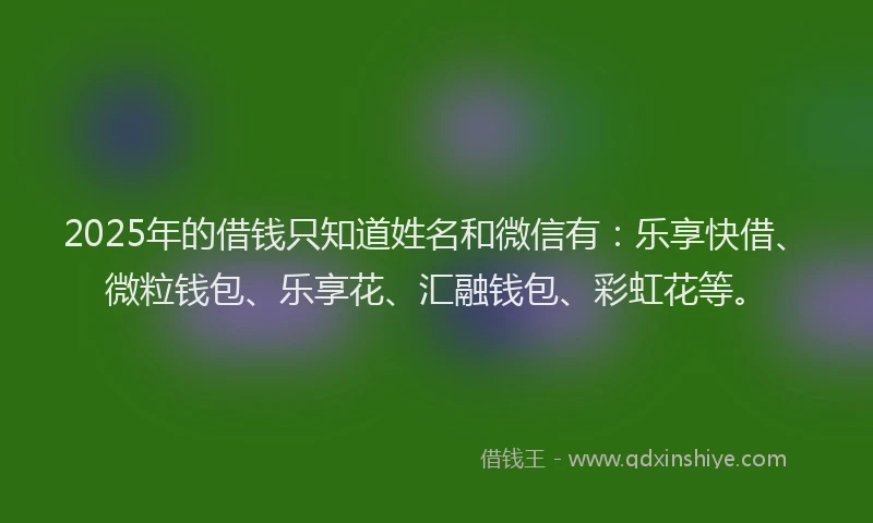 2025年的借钱只知道姓名和微信有：乐享快借、微粒钱包、乐享花、汇融钱包、彩虹花等。
