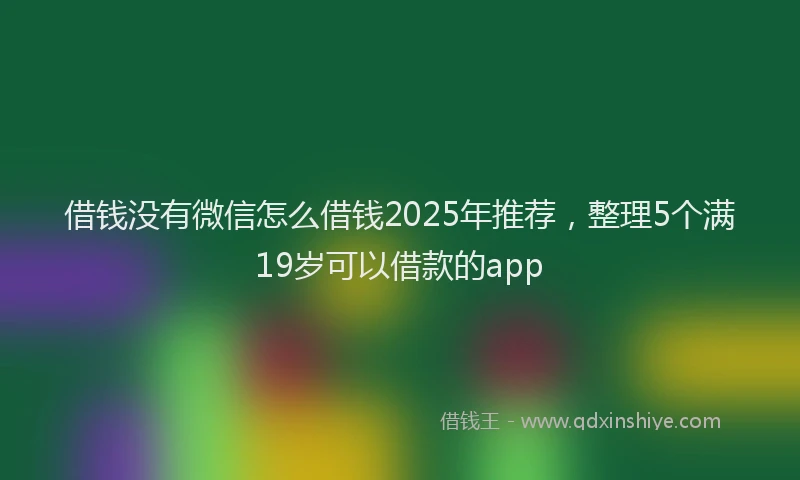 借钱没有微信怎么借钱2025年推荐，整理5个满19岁可以借款的app