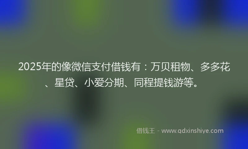 2025年的像微信支付借钱有：万贝租物、多多花、星贷、小爱分期、同程提钱游等。
