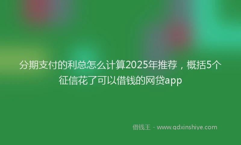 分期支付的利总怎么计算2025年推荐，概括5个征信花了可以借钱的网贷app