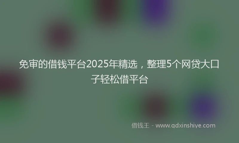免审的借钱平台2025年精选，整理5个网贷大口子轻松借平台