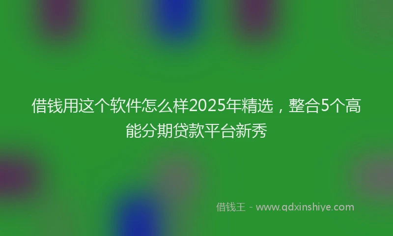 借钱用这个软件怎么样2025年精选，整合5个高能分期贷款平台新秀