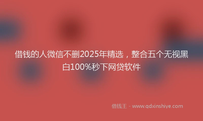 借钱的人微信不删2025年精选，整合五个无视黑白100%秒下网贷软件