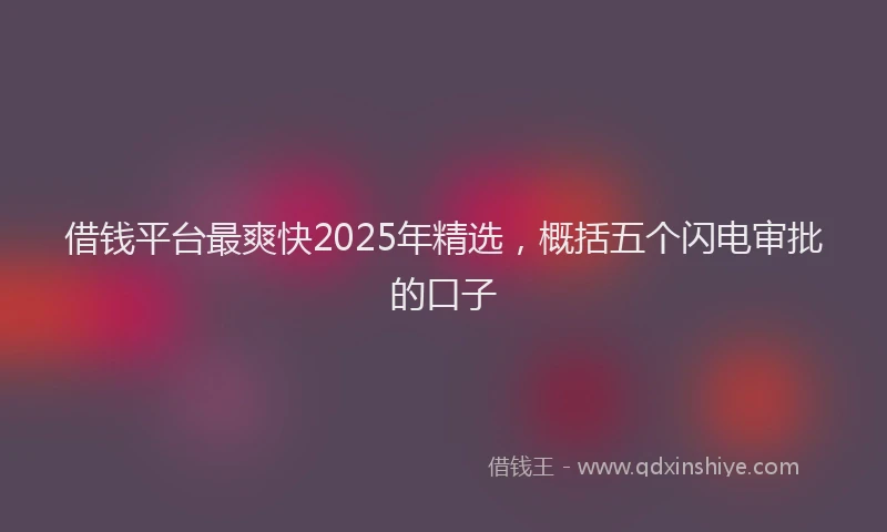 借钱平台最爽快2025年精选，概括五个闪电审批的口子