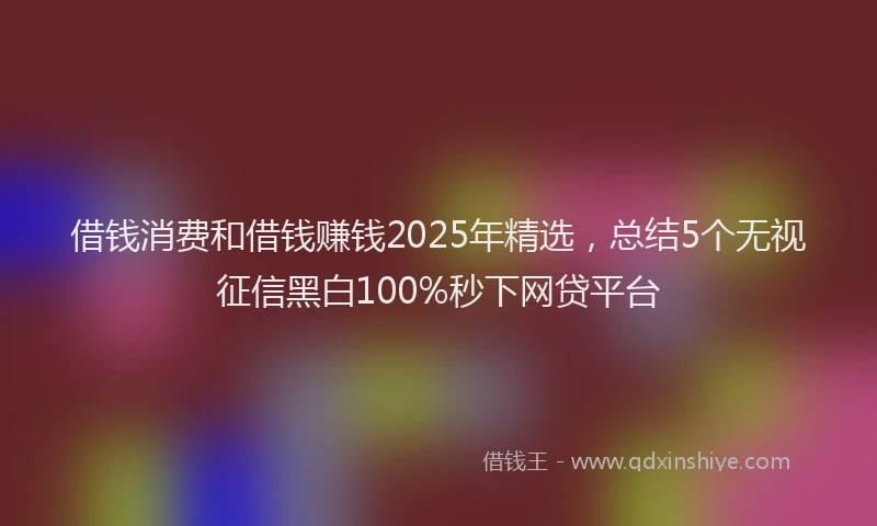 借钱消费和借钱赚钱2025年精选，总结5个无视征信黑白100%秒下网贷平台