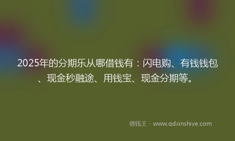 2025年的分期乐从哪借钱有：闪电购、有钱钱包、现金秒融途、用钱宝、现金分期等。