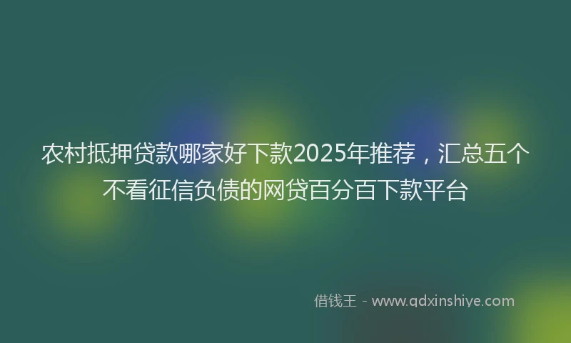 农村抵押贷款哪家好下款2025年推荐，汇总五个不看征信负债的网贷百分百下款平台