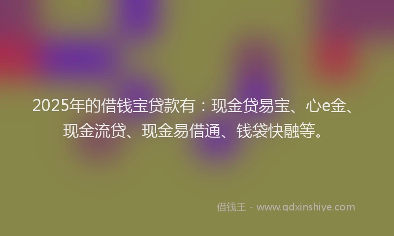 2025年的借钱宝贷款有：现金贷易宝、心e金、现金流贷、现金易借通、钱袋快融等。