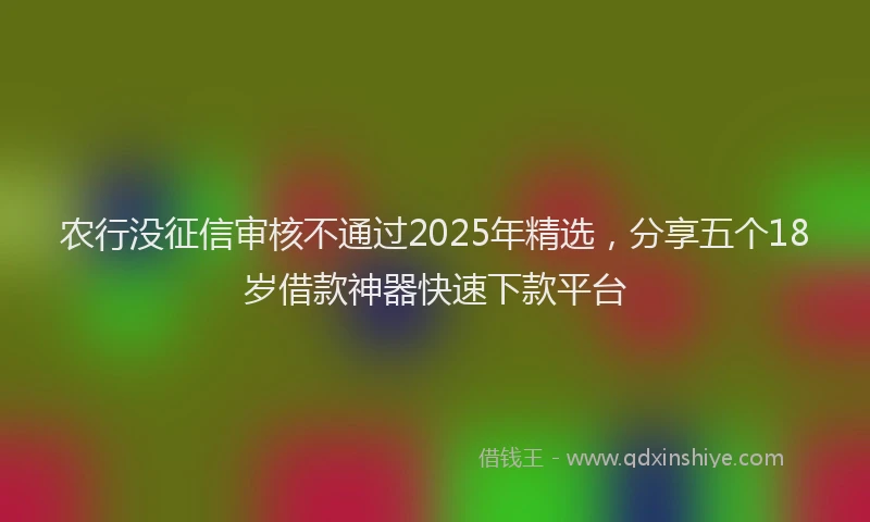 农行没征信审核不通过2025年精选，分享五个18岁借款神器快速下款平台