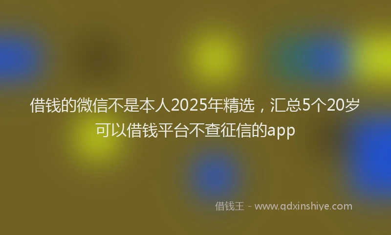 借钱的微信不是本人2025年精选，汇总5个20岁可以借钱平台不查征信的app