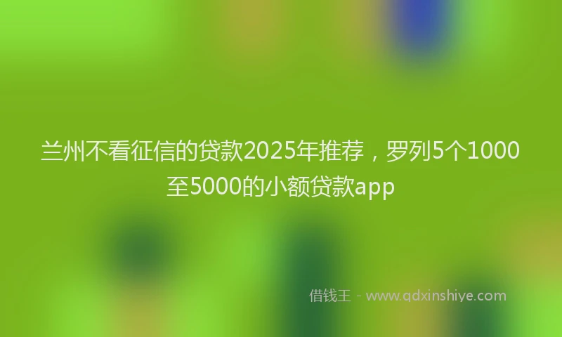 兰州不看征信的贷款2025年推荐，罗列5个1000至5000的小额贷款app