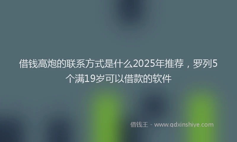 借钱高炮的联系方式是什么2025年推荐，罗列5个满19岁可以借款的软件