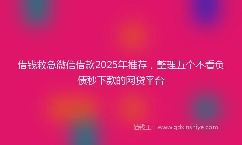 借钱救急微信借款2025年推荐，整理五个不看负债秒下款的网贷平台