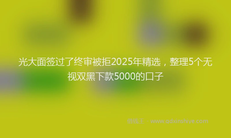 光大面签过了终审被拒2025年精选，整理5个无视双黑下款5000的口子