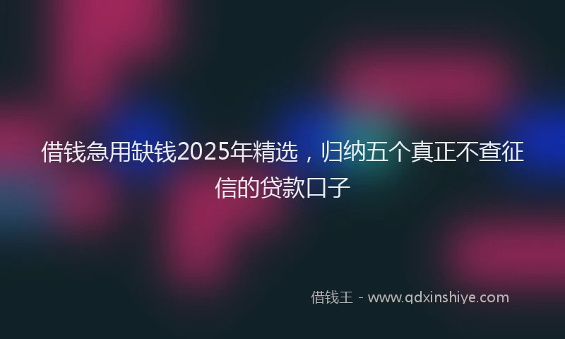 借钱急用缺钱2025年精选，归纳五个真正不查征信的贷款口子