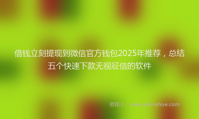 借钱立刻提现到微信官方钱包2025年推荐，总结五个快速下款无视征信的软件