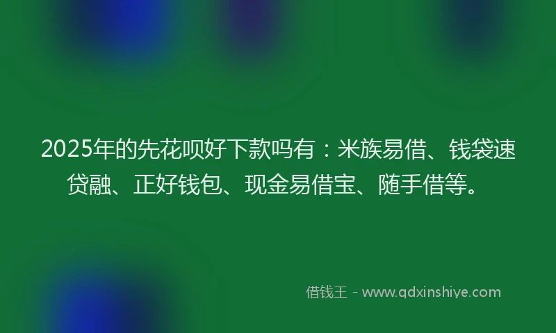 2025年的先花呗好下款吗有：米族易借、钱袋速贷融、正好钱包、现金易借宝、随手借等。