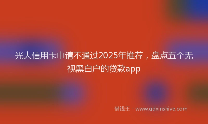 光大信用卡申请不通过2025年推荐，盘点五个无视黑白户的贷款app